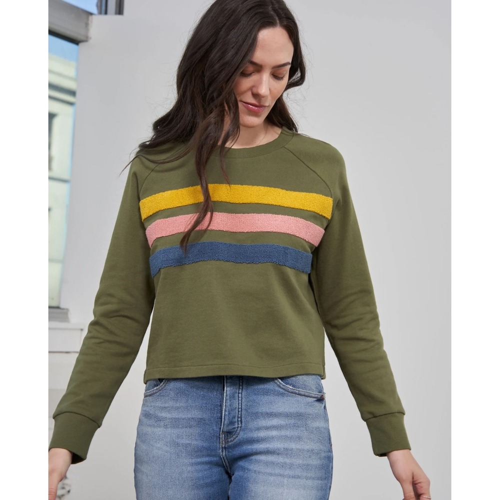 United By Blue Raglan Pullover Organic Cotton Cropped Sweatshirt Cypress Green M